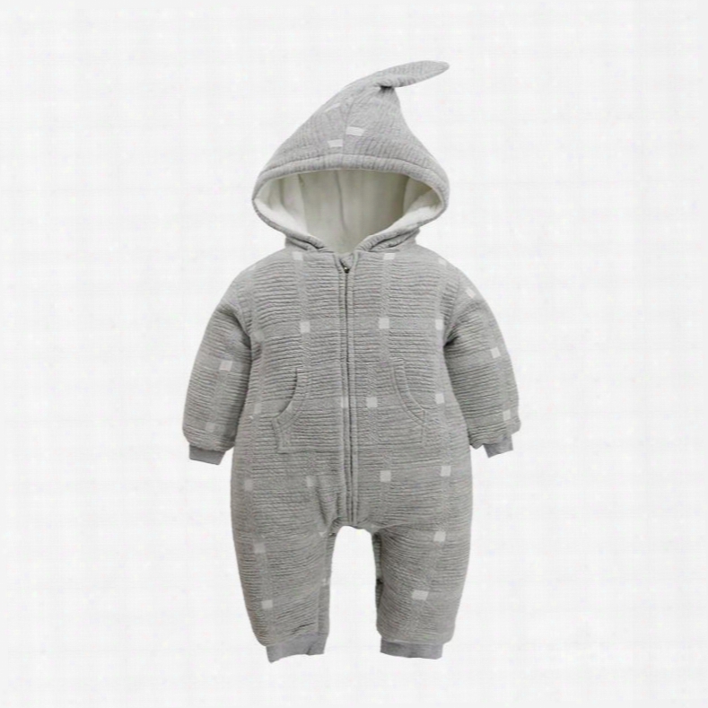 Grid Cotton And Velvet Simpple Style Gray Baby Sleeping Bag/jumpsuit