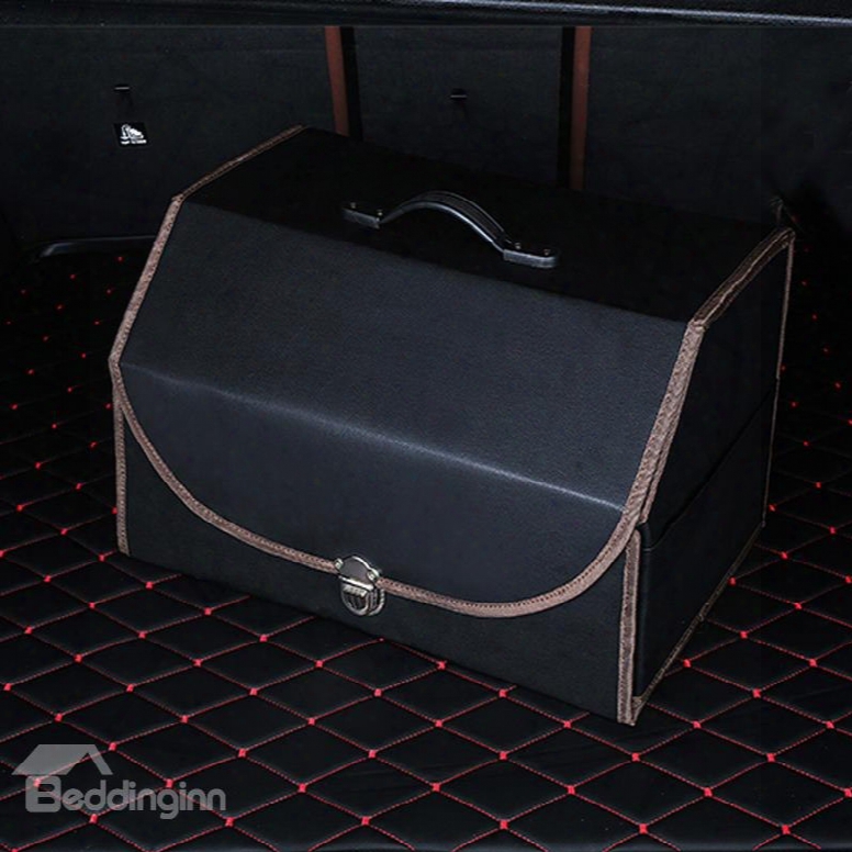 High Capacity And Foldable Luxury Durable Leather Material Car Trunk Organizer