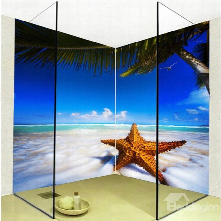 Leisurely Beautiful Seaside Scenery Pattern 3d Bathroom Wall Murals