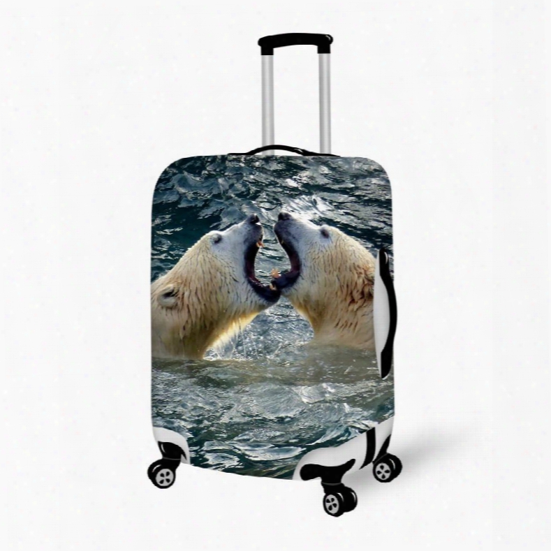 Lively Polar Bear In Water Pattern 3d Painted Luggage Cover