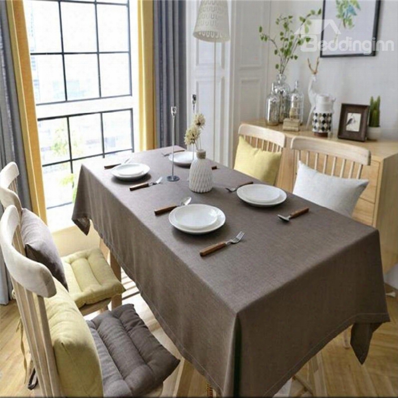 Modern Coffee Color Solid Concise Polyester Cotton Home Durable Desktop Cover Cloth