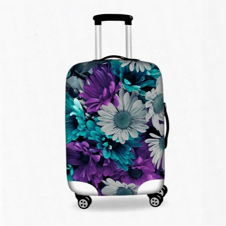 Multicolor Flowers Pattern 3d Painted Luggage Cover
