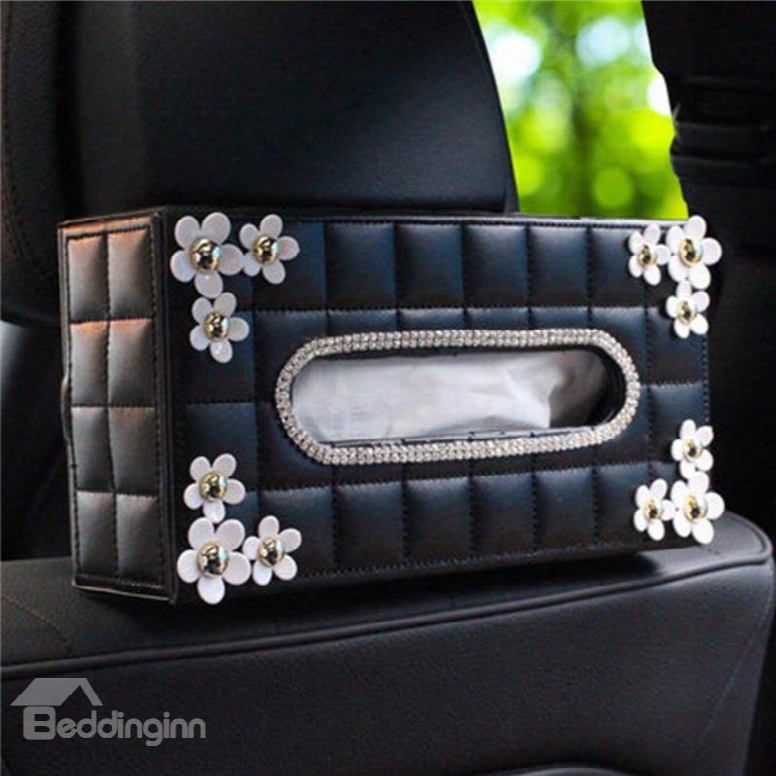 Neoteric Fashionable Dynamic With White Daisy Car Tissue Box