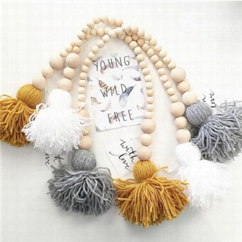 Nordic Style Tassel And Beads Decoration Baby Room Wall Decor