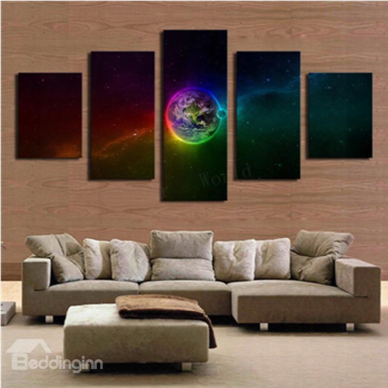 Operating Earth 5-panel Canvas Hung Non-framed Wall Prints