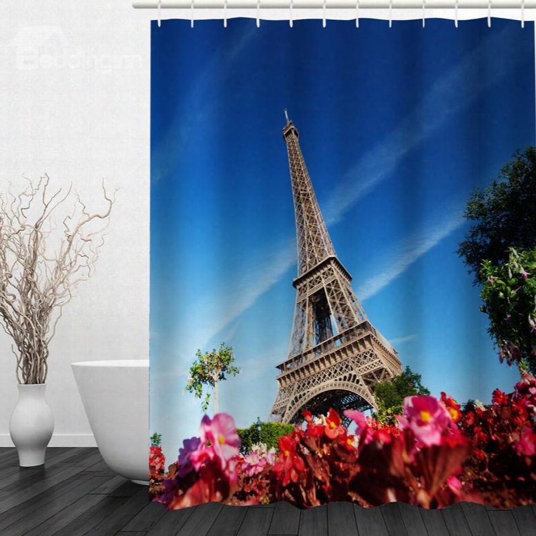 Paris Eiffel Tower 3d Printed Bathroom Waterproof Shower Curtain