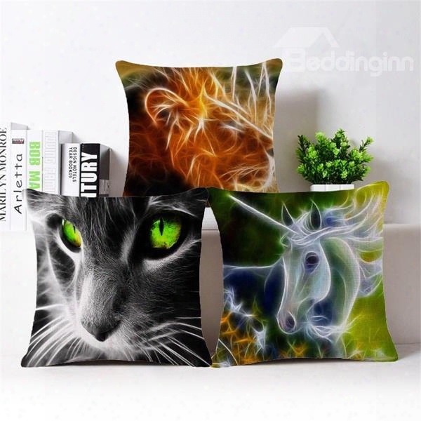 Personalized 3d Animal Print Square Throw Pillow Case