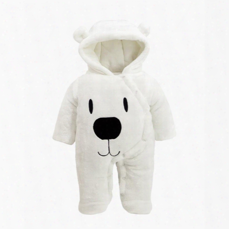 Polar Bear Flannel Simple Style White Baby Sleeping Bag/jumpsuit
