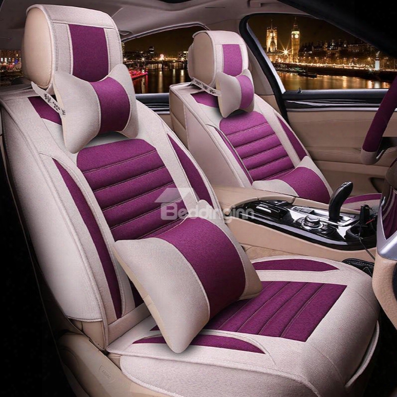 Pretty And Colorful Elegant Natural Flax And Nautral Fibers Universal Car Seat Cover