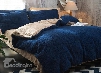 Solid Navy Blue Camel Reversible Polyester Faux Sherpa 4-Piece Bedding Sets/Duvet Cover