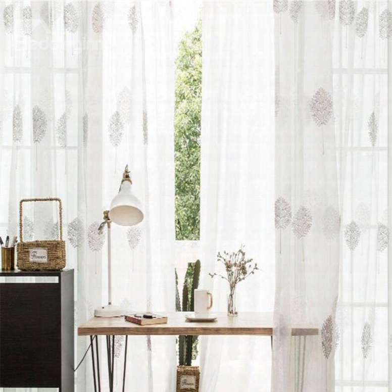 Romantic And Modern White Color Custom Sheer Curtain For Living Room