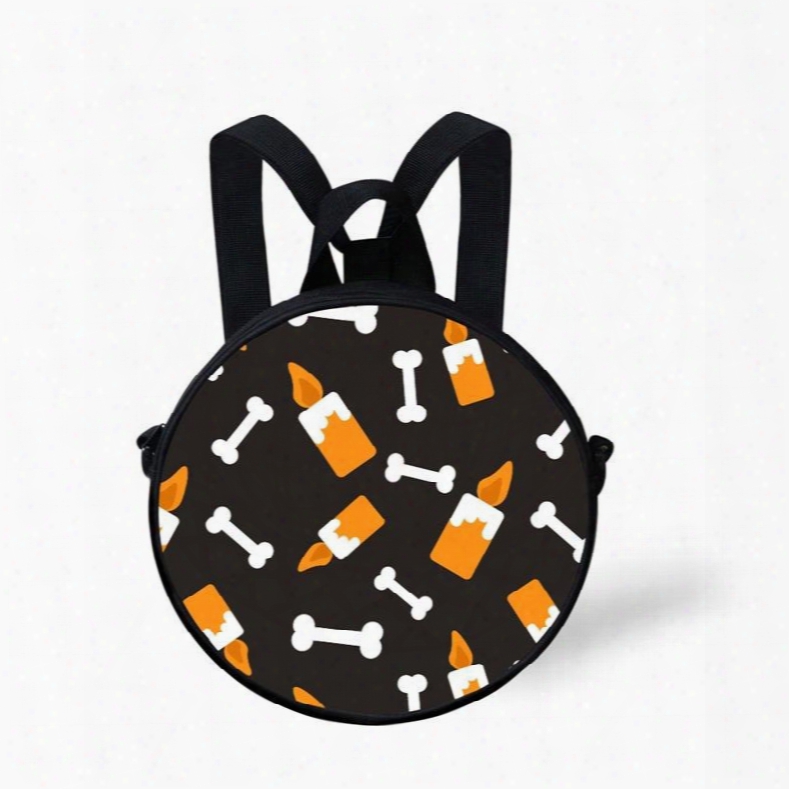 Round 3d Candle Bone Pattern School Bag Shoulders Backpack