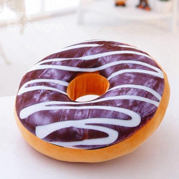 Round-shaped Donut Design Chocolate And Milk Throw Pillow