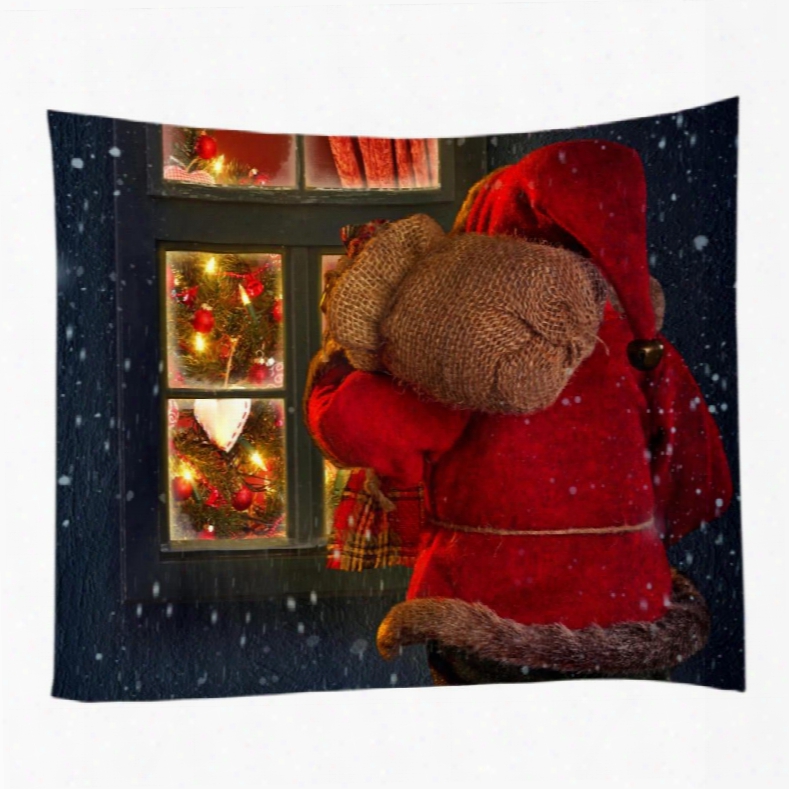 Santa Claus Delivering Christmas Gifts Pattern Decorative Hanging Wall Tapestry