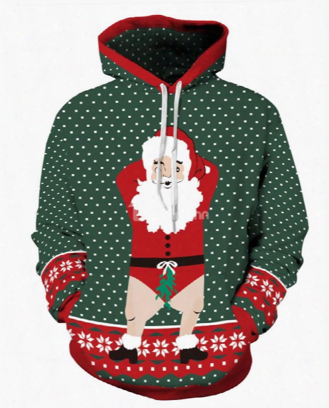 Santa Claus Funny Christmas Long Sleeve 3d Pattern Hoodie
