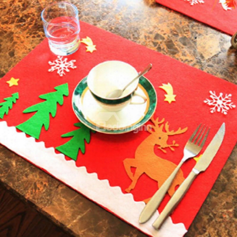 Set Of 6 Snowman Snowflake Christmas Holiday 3d Pattern Table Mat