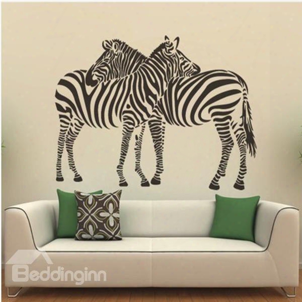 Simple Style Two Lovely Zebra Pattern Wall Stickers