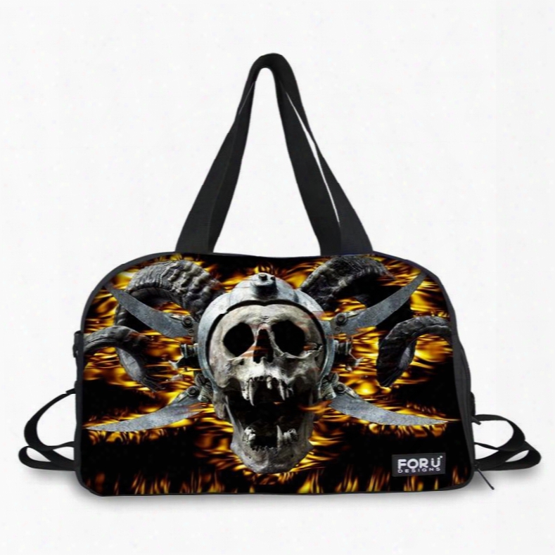 Special Fire Skull Pattern 3d Painted Travel Bag