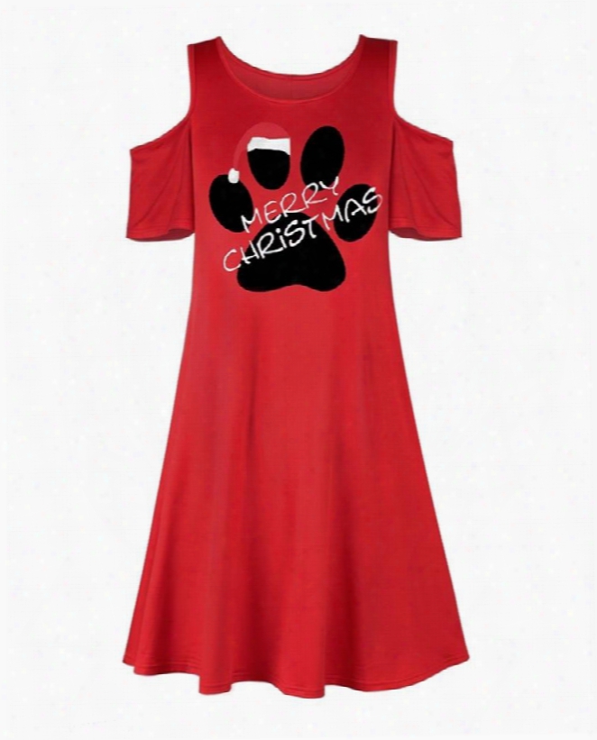 Strapless Christmas Adroable Paw Pattern Daily Party Dress