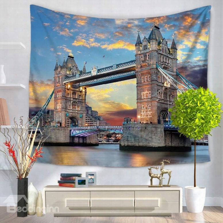 Sunset London Tower Bridge Pattern Decorative Hanging Wall Tapestry