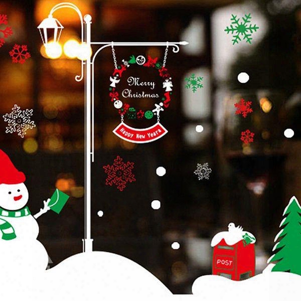 Super Festival Christmas Decoration Snowman Pattern Wall Sticker