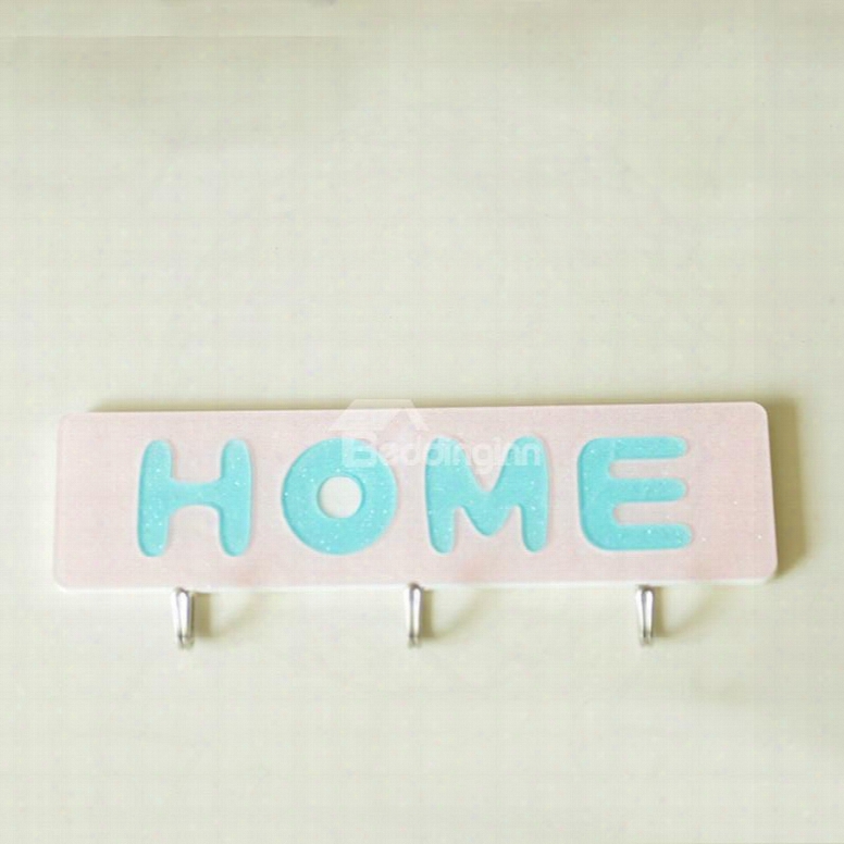 Sweet Home Pattern Acrylic Solid Glue Bathroom Hooks