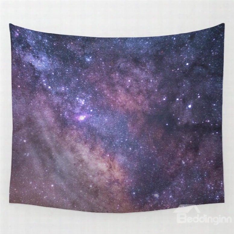 Twinkle Stars And Light Purple Galaxy Space Pattern Decorative Hanging Wall Tapestry