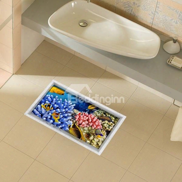 Unique Design Plant In Sea Slipping-preventing Water-proof 3d Floor Sticker