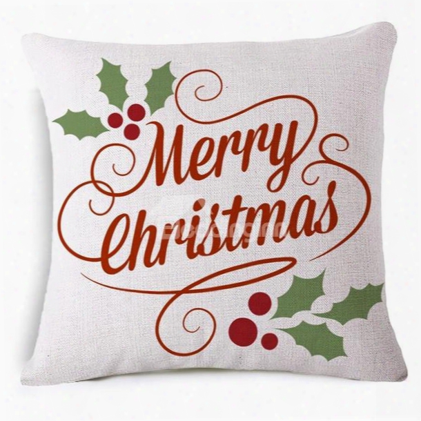 Unique Merry Christmas Reactive Printing White Throw Pillowcase
