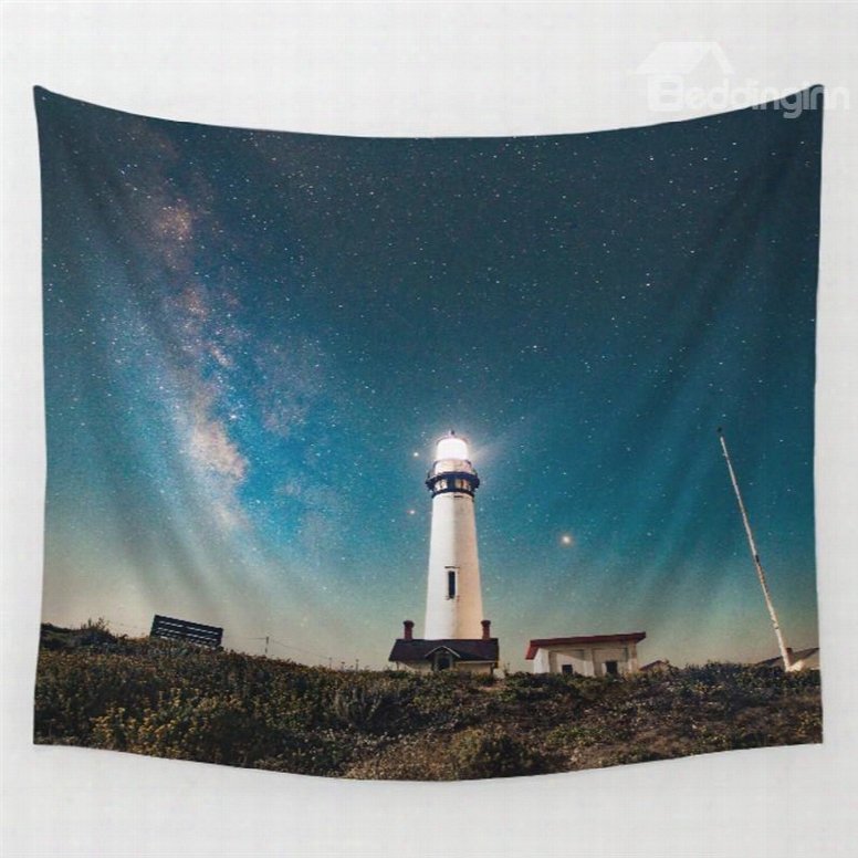 Univer Sal Galaxy Stars And Guiding Light Buildings Pattern Decorative Hanging Wall Tapestry
