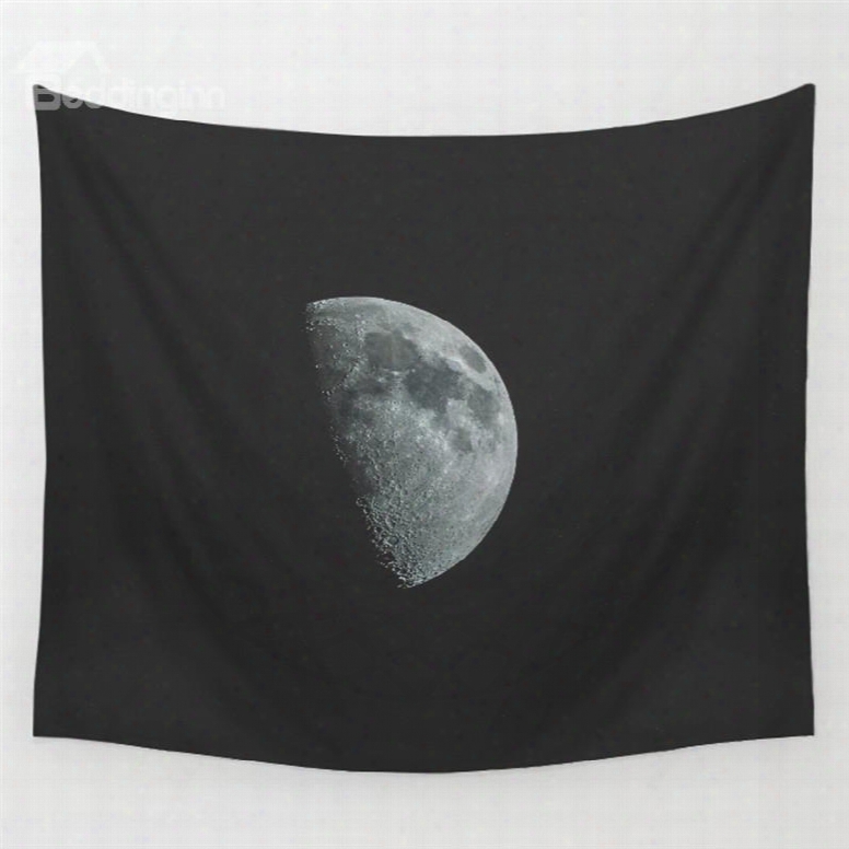 Universe Earth Plant Pattern Dark Blac Kdecorative Hanging Wall Tapestry