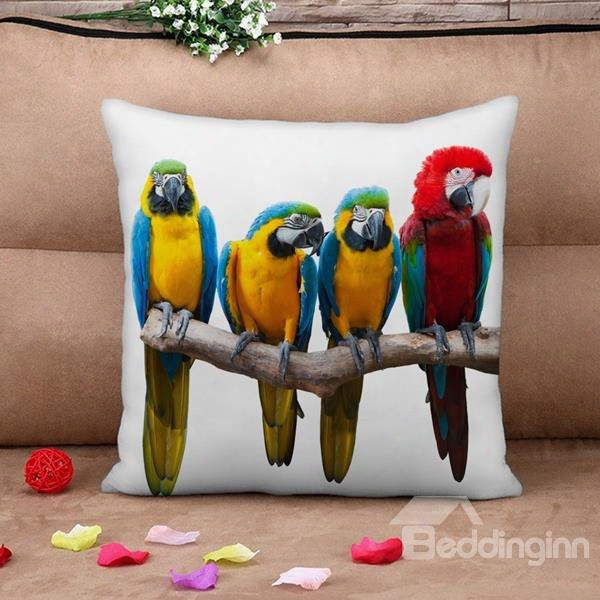 Vivid Colorful Parrot Print Throw Pillow Case