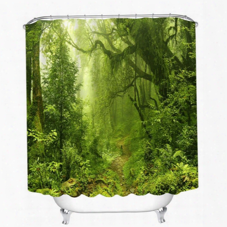 Wild Forest Scenery 3d Printed Bathroom Waterproof Shower Curtain