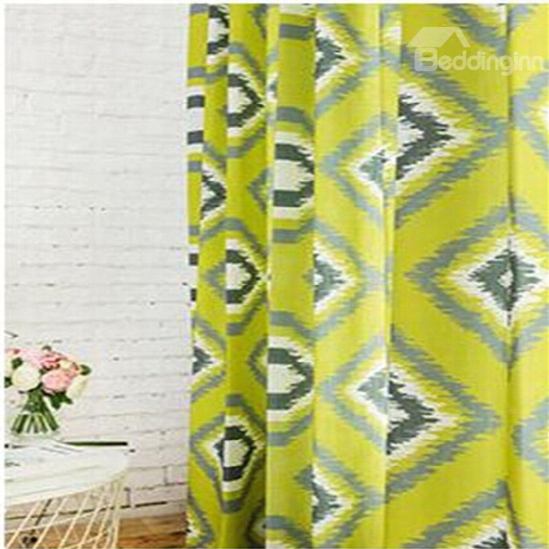 Yellow Green North European Living Room And Bedroom 2 Panels Decorative And Shading Curtain