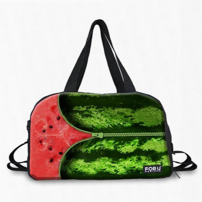 Zipper Watermelon Pattern 3d Painted Travel Bag