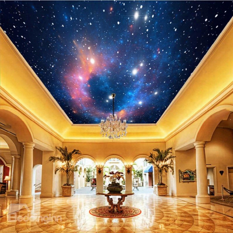 3d Galaxy Printed Waterproof Durable And Eco-friendly Self-adhesive Ceiling Murals