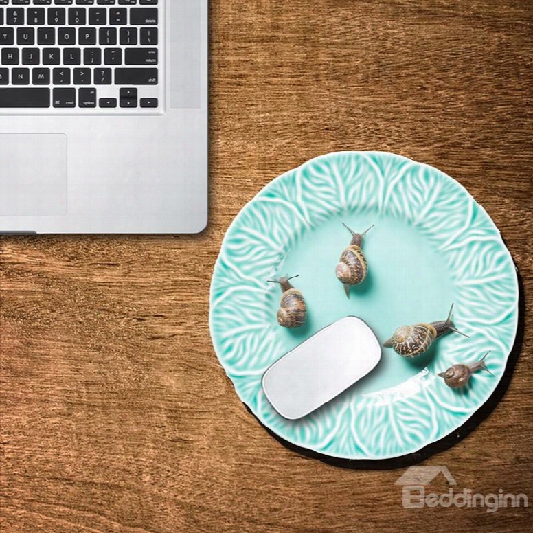 3d Green Dish Snails Pattern Removable Mouse Pad Desk Stickers