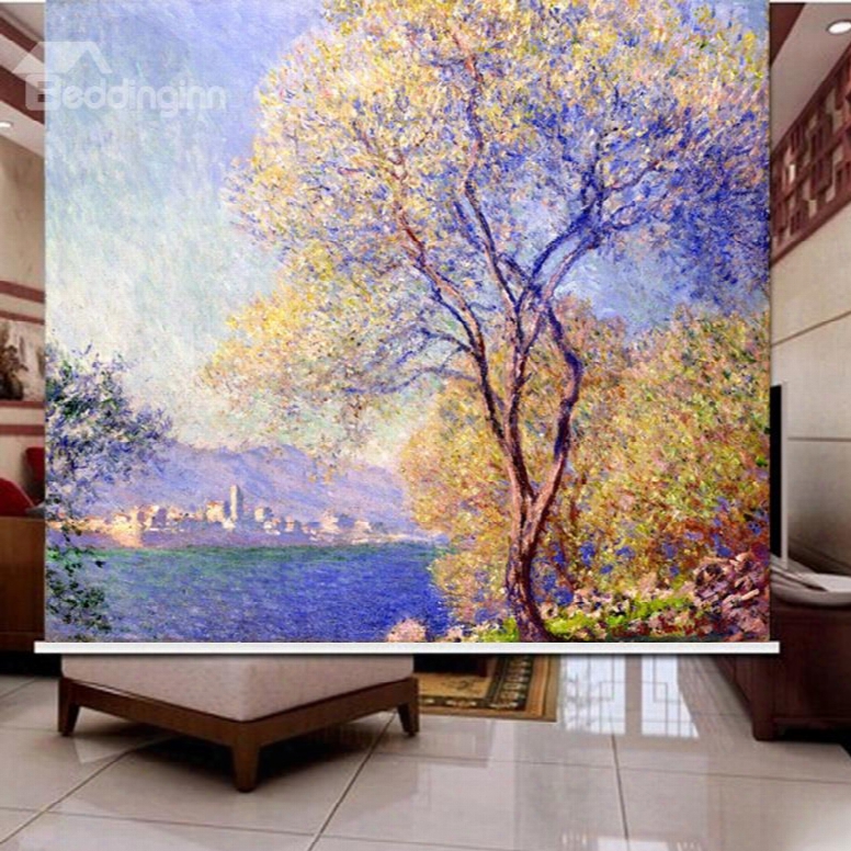 3d Purple Lavender And Yellow Trees Printed Blackout Roller Shades
