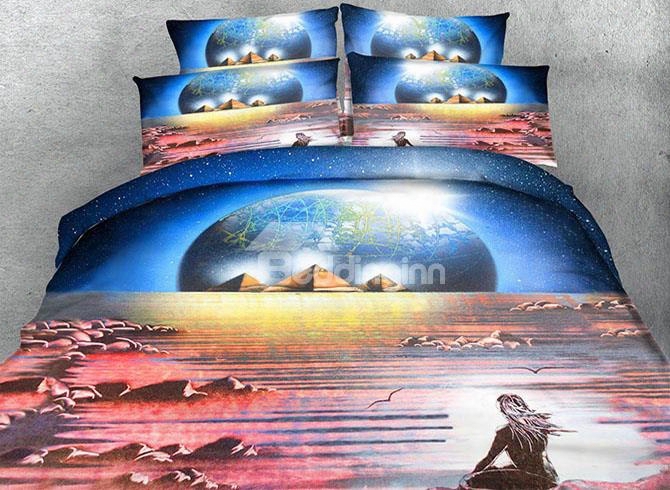 3d Yogi And The Pyramid Printed 4-piece Bedding Sets/duvet Covers