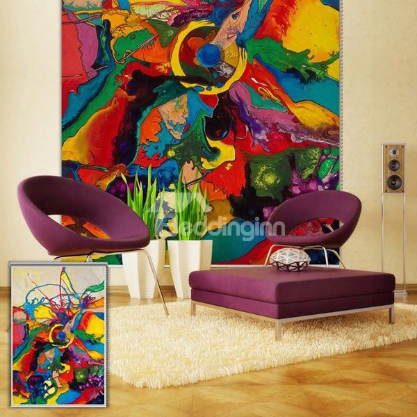 Abstract Color Block Oil Painting Art Printing Blackout 3d Roller Shades