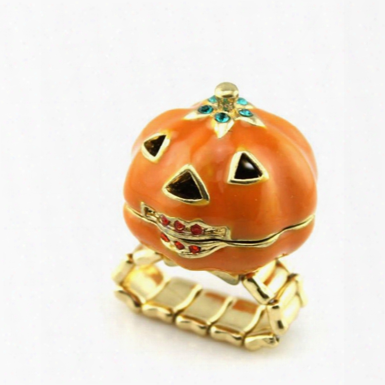 Adjustable Pumpkin Halloween Metal Cross Ring