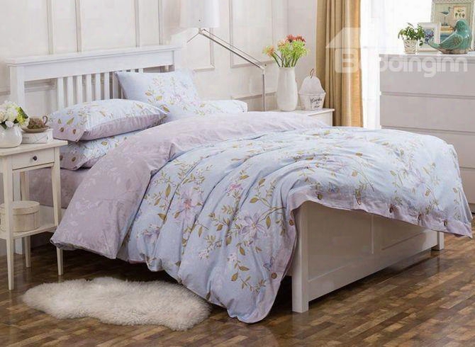 American Country Style Floral Print 4-piece Cotton Duvet Cover Sets