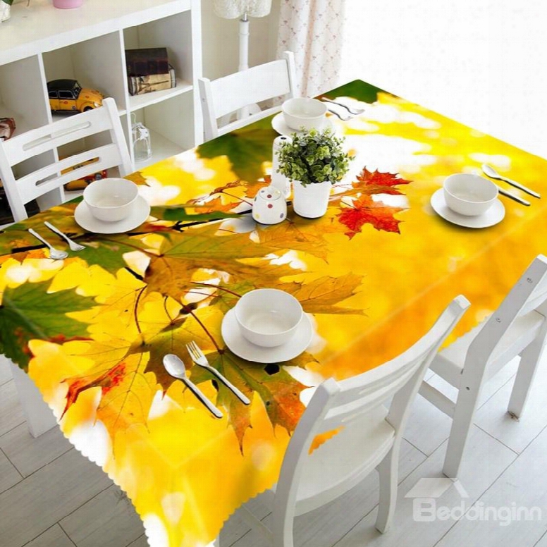 Autumn Maple Leaves Scenery Prints Washable 3d Tablecloth