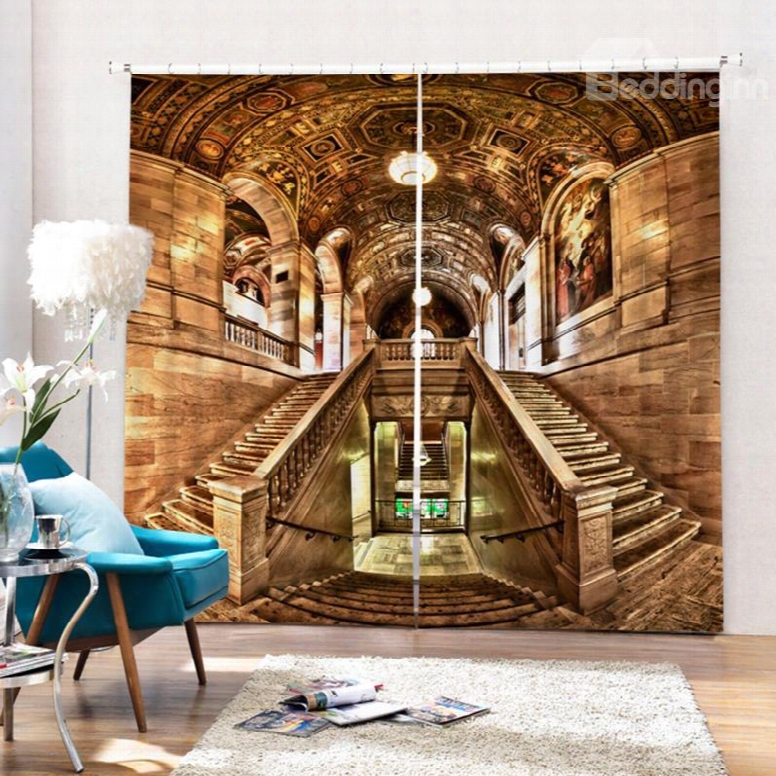 Baroque Castle Polyester Printing 3d Curtain