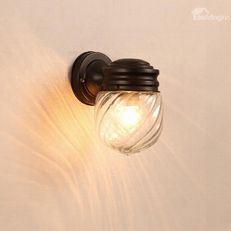 Black Base 1 Round Bulb With Spirals Plastic And Glass Wall Light