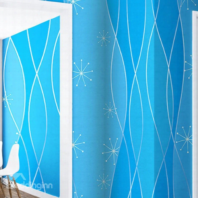 Blue Background Embellished By Curved Lines And Geometries 3d Waterproof Wall Mural