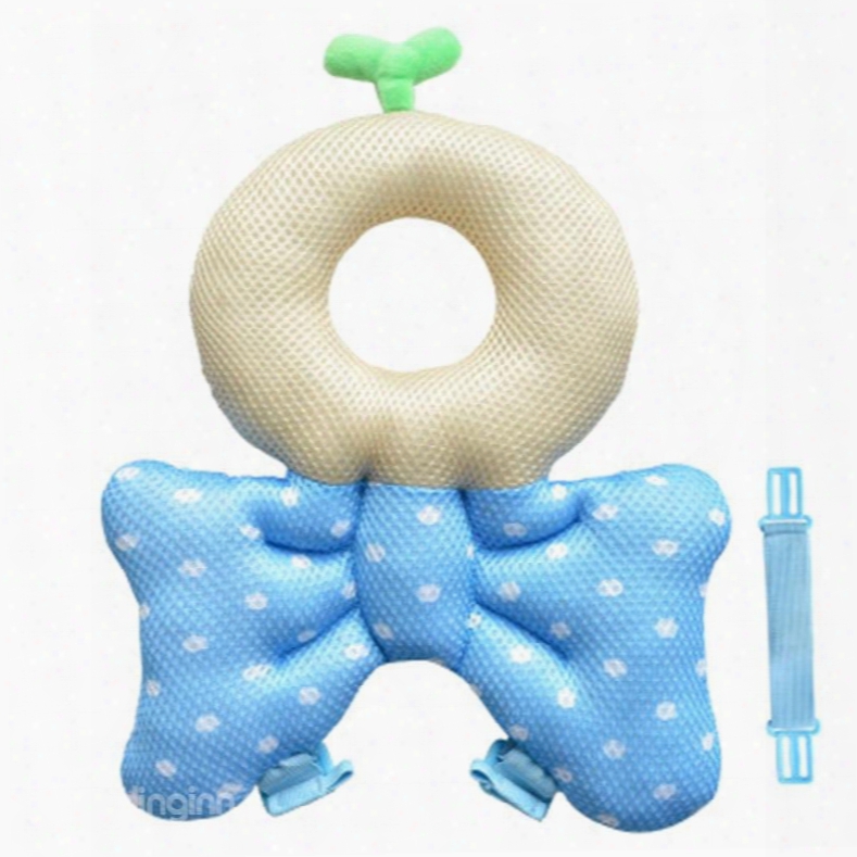 Bowknot Buckle Polyester And Pp Cotton 1-piece Blue Anti-tumbling Toddlers Pillow