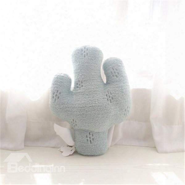 Cactus Shape Plush Blue Baby Throw Pillow