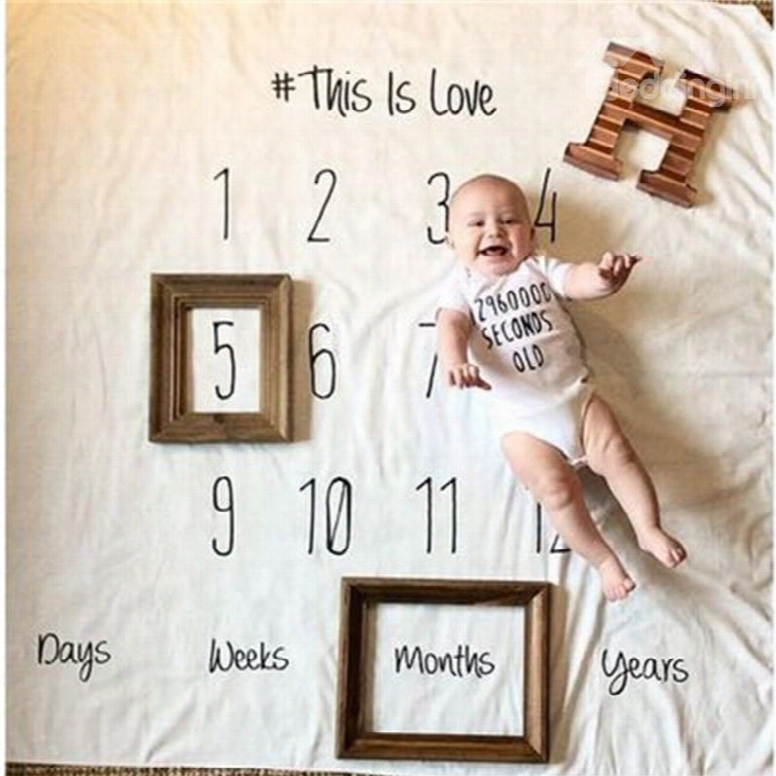 Calendar Printed Cotton Nordic Style White Baby Blanket