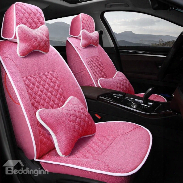 Casual Style Pure Color Soft And Comfy Diamond Patterns Custom Suitable Car Seat Covers